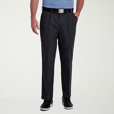 Haggar Mens Cool Right Performance Classic Fit Pleated Pant, 42 29, Gray