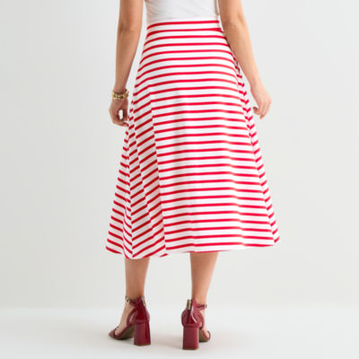 Liz Claiborne Womens Mid Rise Midi A-Line Skirt