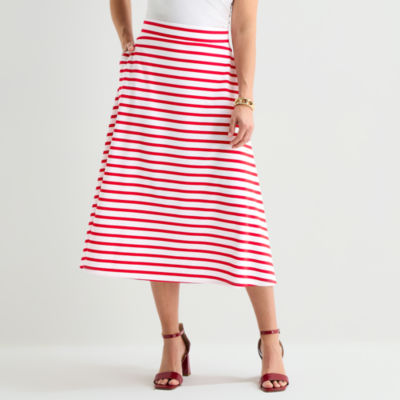 Liz Claiborne Womens Mid Rise Midi A-Line Skirt