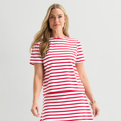 Liz Claiborne Womens Crew Neck Short Sleeve T-Shirt