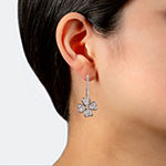 Sparkle Allure Crystal Pure Silver Over Brass Clover Drop Earrings