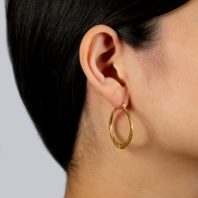Silver Reflections 14K Gold Over Brass 33mm Hoop Earrings