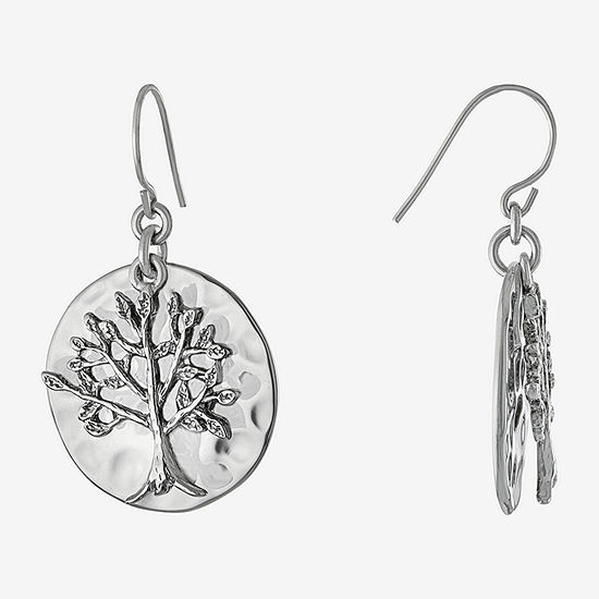 Silver Reflections Pure Silver Over Brass Round Drop Earrings