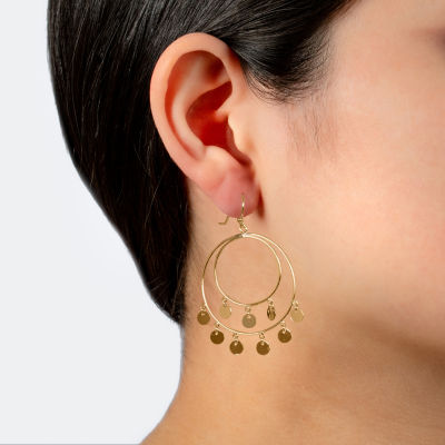 Silver Reflections Womens 14K Gold Over Brass Round Drop Earrings