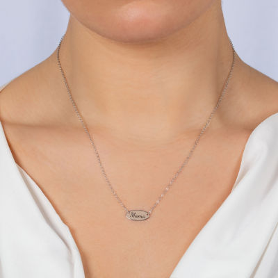Silver Treasures Mama Womens Sterling Silver Oval 16 Inch Pendant Necklace