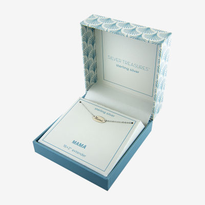 Silver Treasures Mama Womens Sterling Silver Oval 16 Inch Pendant Necklace