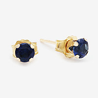 10K Gold Lab-Created Sapphire Stud Earrings