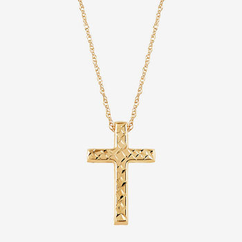 Angelus de Leon 14K Gold Style Rope Chain Cross Pendant Necklace 5mm Cross Necklace Clasp for Men, Husband Thin for Charms Miami Cuban Rope Diamond