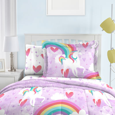 Dream Factory Unicorn Rainbow 5-pc. Complete Bedding Set with Sheets