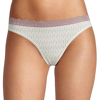 Ambrielle Organic Cotton Thong Panty 303247, Color: Line Dots