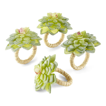 Homewear Succulent 4-pc. Napkin Ring, One Size, Green
