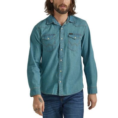 Wrangler® Mens Regular Fit Long Sleeve Button-Down Shirt