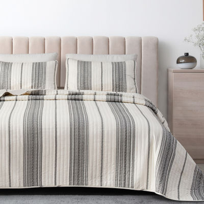 Linery Farmhouse Stripe Reversible Quilt Set