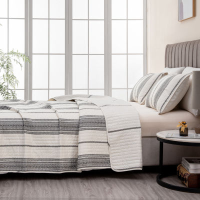 Linery Farmhouse Stripe Reversible Quilt Set