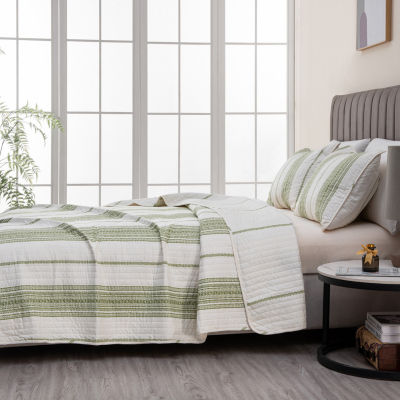 Linery Farmhouse Stripe Reversible Quilt Set