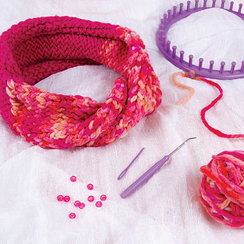 Make It Real - Beanie and Infinity Scarf Knitting Kit - Kids Crochet Kit  for Beginners - Includes Loom, Crochet Hook, Plastic Yarn Needle - DIY Arts  and Craft K…