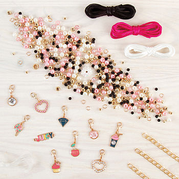Make It Real - Juicy Couture Mini Chains and Charms - DIY Charm Bracelet  Making Kit - Friendship Bracelet Kit with Charms, Beads & Cords - Arts 