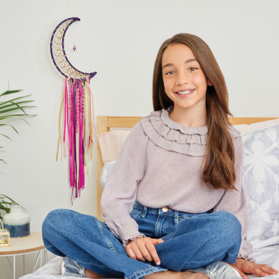 Make It Real – Atrapasueños con Luz Lunar DIY | Kit Creativo Manualidades 8 años | Atrapasueños Infantil con Cuentas y Cintas | Decoración Habitación Niña y Juvenil Original