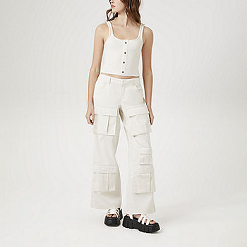Forever 21 Womens Mid Rise Straight Cargo Pant-Juniors