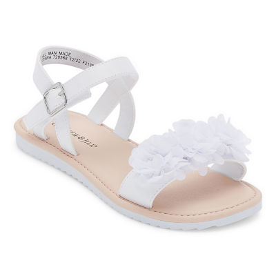 Christie & Jill Little Big  Girls Ava Ankle Strap Flat Sandals