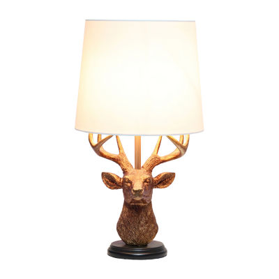 All the Rages Simple Designs Rustic Copper Deer With Antlers Table Lamp