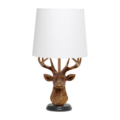 All the Rages Simple Designs Rustic Copper Deer With Antlers Table Lamp
