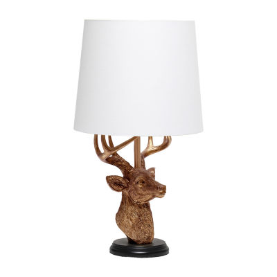 All the Rages Simple Designs Rustic Copper Deer With Antlers Table Lamp