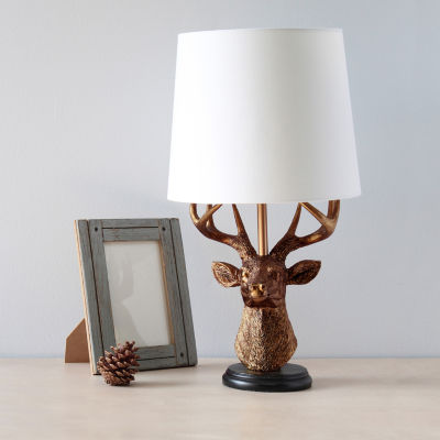 All the Rages Simple Designs Rustic Copper Deer With Antlers Table Lamp
