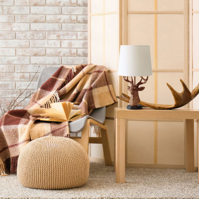 All the Rages Simple Designs Rustic Copper Deer With Antlers Table Lamp