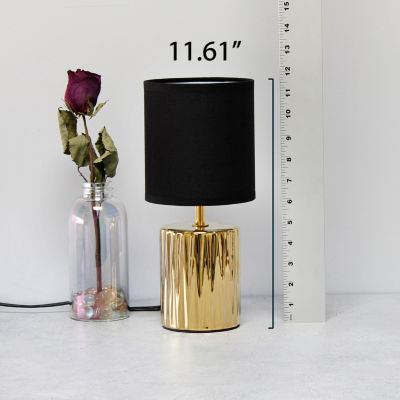 All the Rages Simple Designs Ruffled Metallic Ceramic Table Lamp