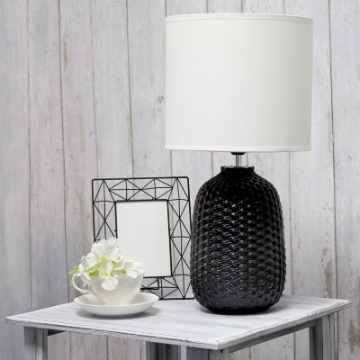 All the Rages Simple Designs Purled Texture Ceramic Table Lamp