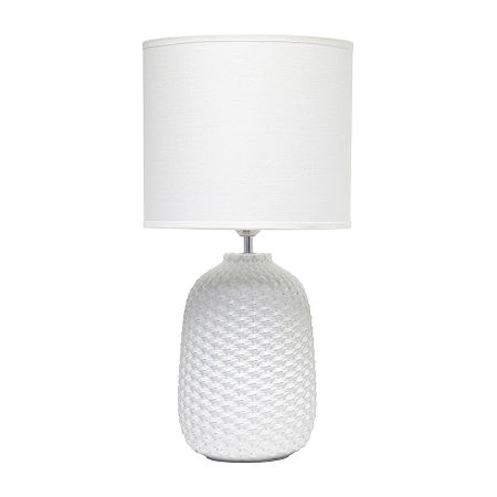 All The Rages Simple Designs Purled Texture Table Lamp, One Size, White