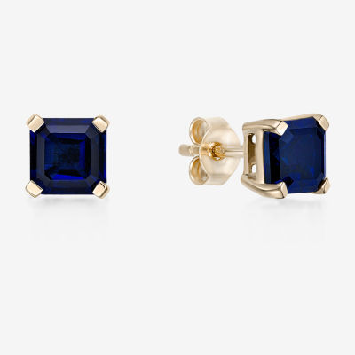 Lab Created Blue Sapphire 10K Gold 5.5mm Stud Earrings