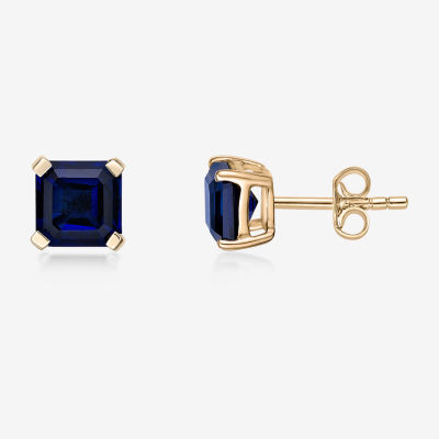 Lab Created Blue Sapphire 10K Gold 5.5mm Stud Earrings