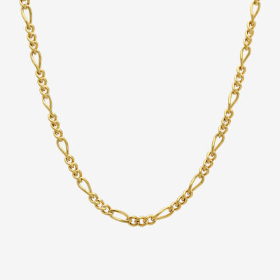 Mens Yellow Stainless Steel Figaro Chain Necklace