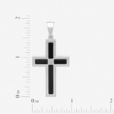 Mens Diamond-Accent Cross Pendant Necklace