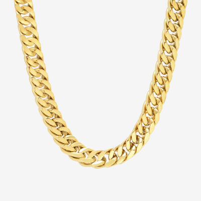 Men's Yellow Stainless Steel Solid Curb Chain Necklace