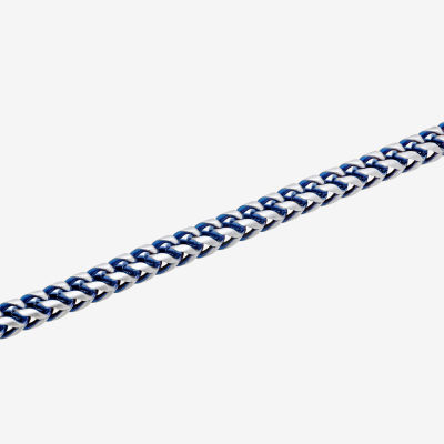 Mens 8.5 Inch Stainless Steel Blue IP Finish Chain Bracelet