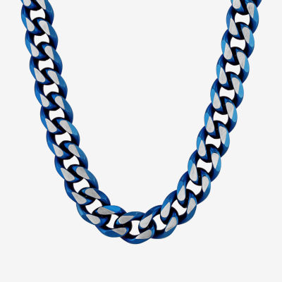 Steel Chain Chain Mens Necklaces Men's Blue Stainless Steel Solid