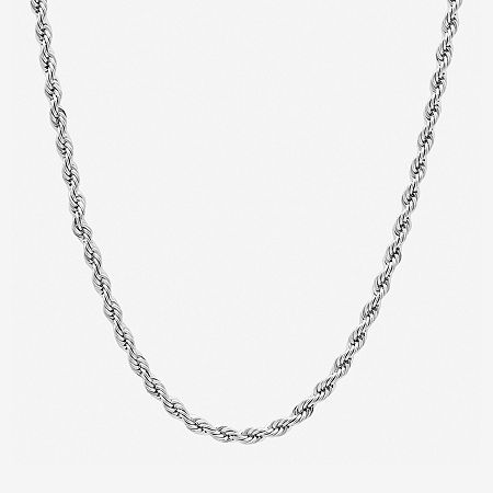 Mens Rope Stainless Steel Chain Necklace, One Size