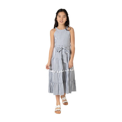 Rare Editions Big Girls Sleeveless Striped Maxi Dress