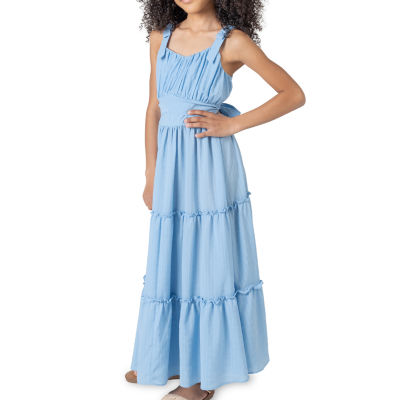 Rare Editions Big Girls Sleeveless Tie Sleeve Maxi Dress