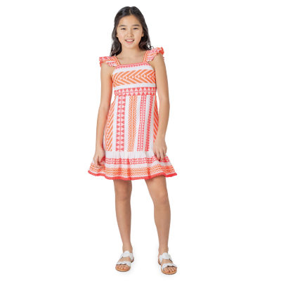 Rare Editions Big Girls Sleeveless Flutter Sleeve A-Line Dress