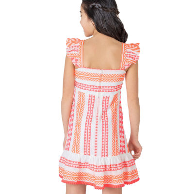 Rare Editions Big Girls Sleeveless Flutter Sleeve A-Line Dress