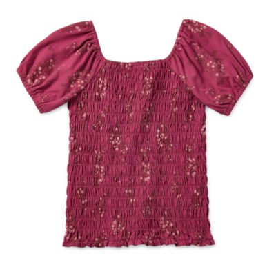 Thereabouts Little & Big Girls Square Neck Short Sleeve Blouse