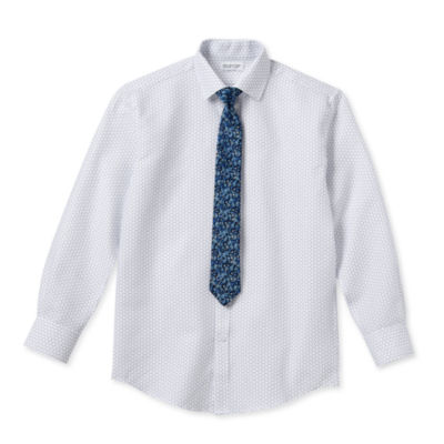 Collection By Michael Strahan Big Boys Spread Collar Long Sleeve Shirt + Tie Set