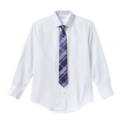 Collection By Michael Strahan Big Boys Spread Collar Long Sleeve Shirt + Tie Set