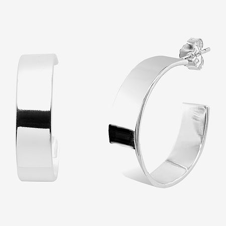 Silver Reflections Pure Silver Over Brass Hoop Earrings In Transparent