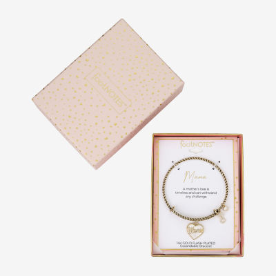 Footnotes Mama Womens White Mother Of Pearl 10K Gold Over Brass Heart Infinity Bangle Bracelet