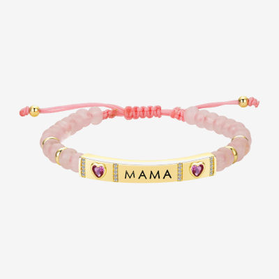 Footnotes Mama Womens Cubic Zirconia Gold Tone 10K Gold Over Brass Heart Bolo Bracelet